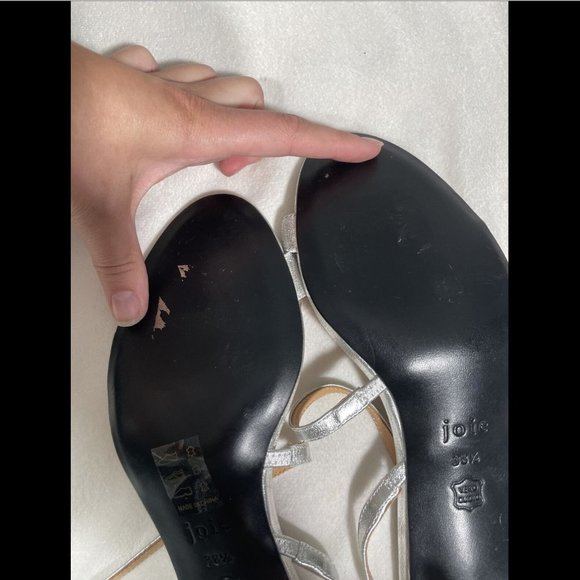 NWD $278 Joie Madi Metallic‎ Silver Leather Slingback Sandals [ SZ 38.5 ] #JR - Picture 8 of 12